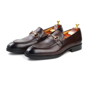 Men's Brown Crust Leather Formal Loafers Dress Shoe, Business & Casual Wear - Feetique Footwea